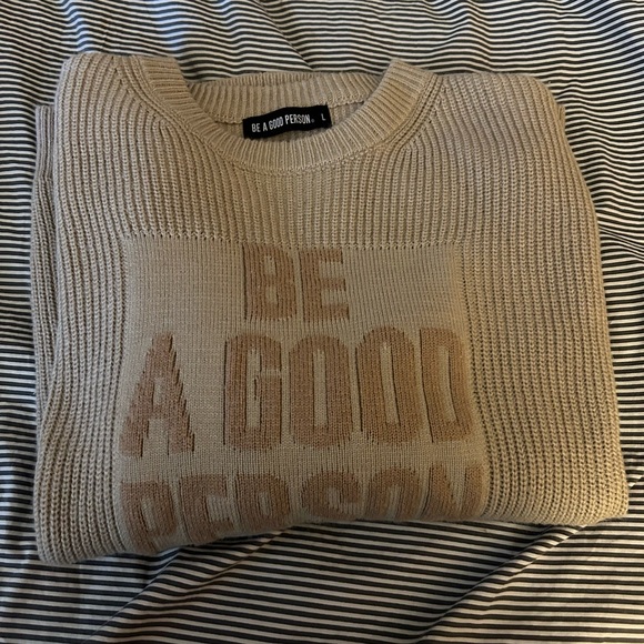 Be A Good Person Knit Sweater - Tan - Size “Men’s” Large - Picture 7 of 7